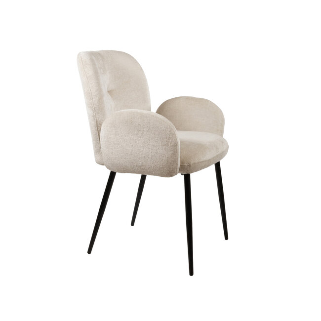 Brooz Bobby eetkamer armstoel Perfect Harmony Ivory – zwart onderstel (set van 2)