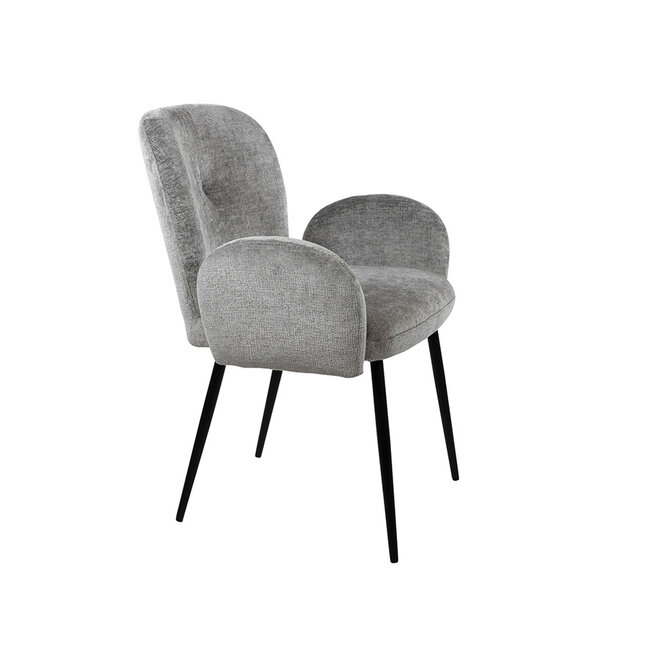 Brooz Bobby eetkamer armstoel Perfect Harmony Light Grey – zwart onderstel (set van 2)