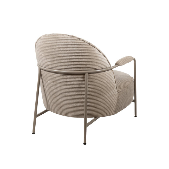 Brooz Moderne fauteuil Elton – ribstof sand met metalen frame