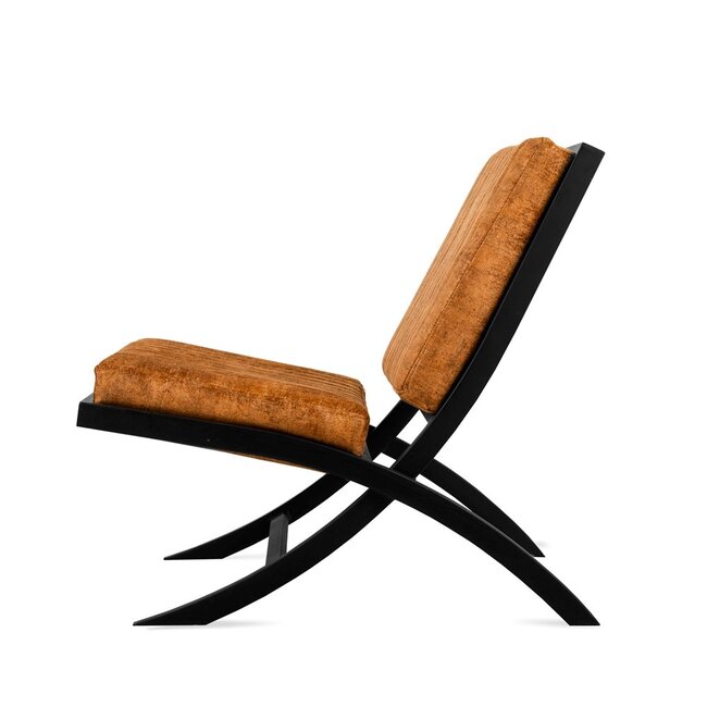 Brooz Industriële fauteuil Madrid – microvezel cognac met zwart metalen frame