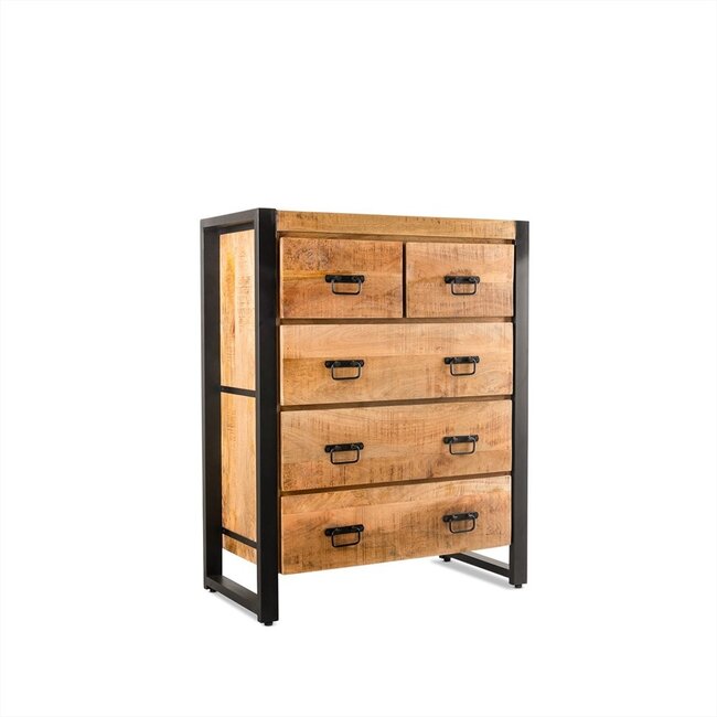 Brooz Ladekast Britt 105 – mangohout met zwart stalen frame