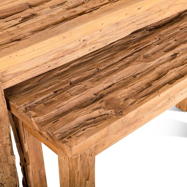 Brooz Sidetable set Bridge – massief hout naturel (set van 2)