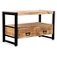 Brooz TV meubel Britt 100 – mangohout met 2 lades en zwart metalen frame