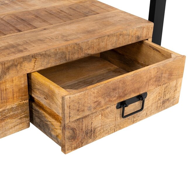 Brooz TV meubel Britt 100 – mangohout met 2 lades en zwart metalen frame