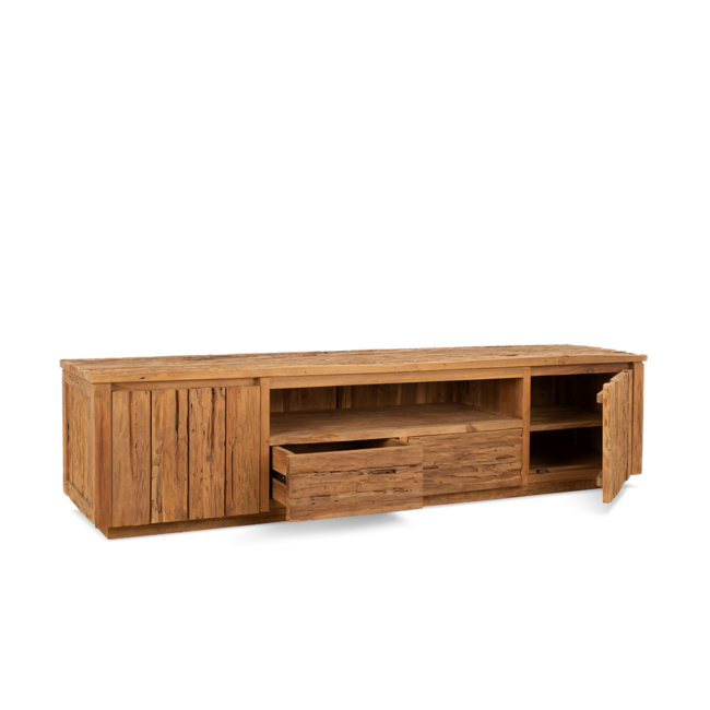 Brooz TV meubel Bridge 200 – massief hout naturel met kastdeuren