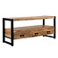 Brooz TV meubel Britt 150 – mangohout met 3 lades en zwart metalen frame