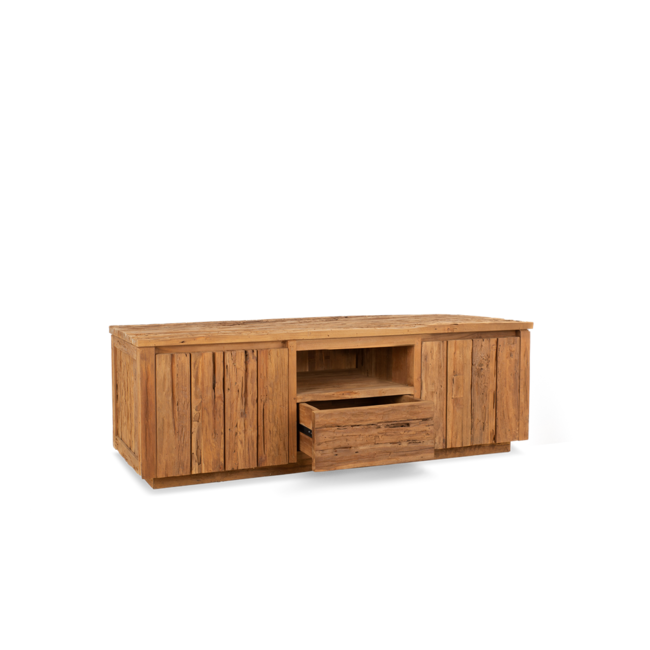 Brooz TV meubel Bridge 150 – massief hout naturel met kastdeuren