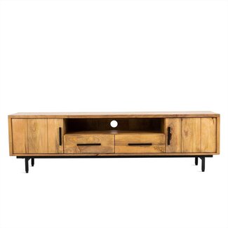 Brooz TV meubel Jayden 180 – mangohout naturel met zwart metalen poten