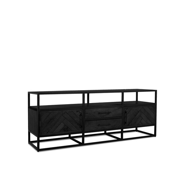 Brooz TV meubel Jax 150 – zwart hout met metalen frame