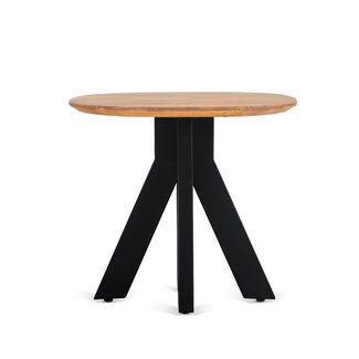 Brooz Runa Bijzettafel 60 cm Deens Ovaal – Mangohout met Zwart Metalen Onderstel