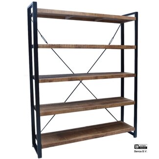Brooz Industrieel boekenkast Britt – mangohout met zwart metalen frame