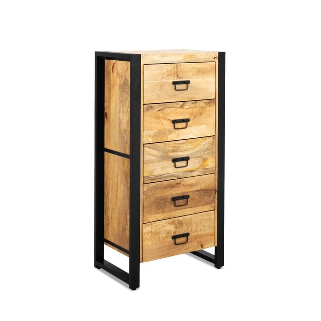 Brooz Ladekast Britt 60 – mangohout met zwart stalen frame