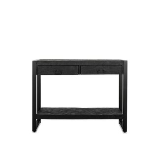 Brooz Sidetable Britt – zwart mangohout met zwart stalen frame en 2 lades