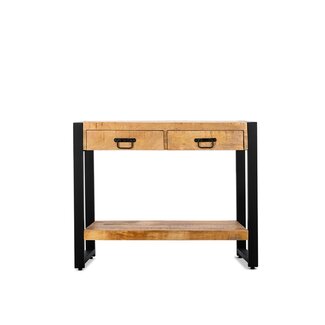 Brooz Sidetable Britt – mangohout met zwart stalen frame en 2 lades