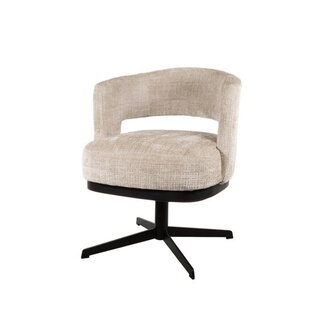 Draaibare eetkamerstoel Bruce met armleuningen – Cremona stof Natural