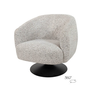 Brooz Moderne draaifauteuil Louis – Puente stof Ecru met zwarte trompetvoet