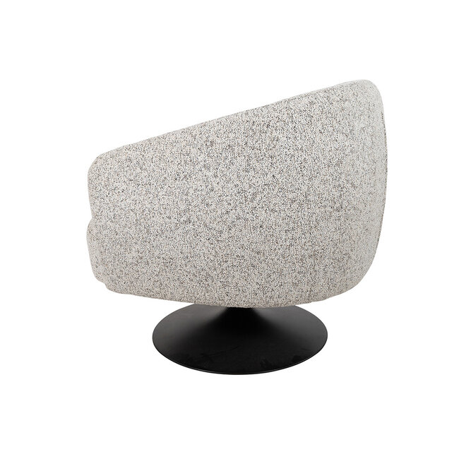 Brooz Moderne draaifauteuil Louis – Puente stof Ecru met zwarte trompetvoet