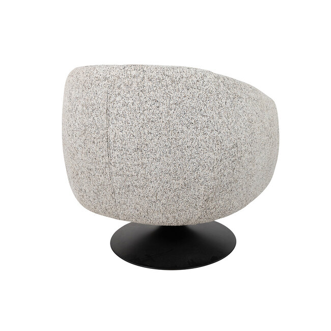 Brooz Moderne draaifauteuil Louis – Puente stof Ecru met zwarte trompetvoet