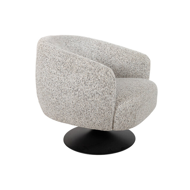 Brooz Moderne draaifauteuil Louis – Puente stof Ecru met zwarte trompetvoet