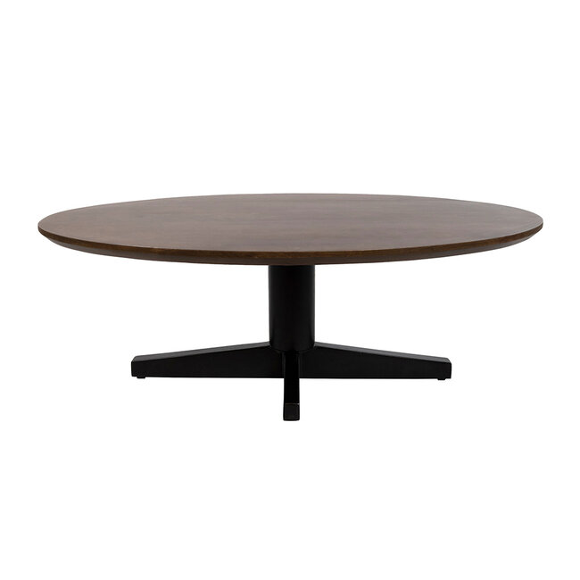 Brooz Scorpio Salontafel 130 cm Ovaal – Mango Brown Walnut met Zwart Spinpoot Onderstel