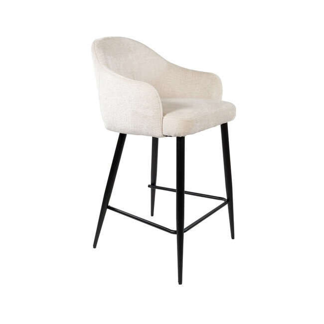 Brooz Luxe barkruk Carmen met armleuningen – Perfect Harmony stof Ivory