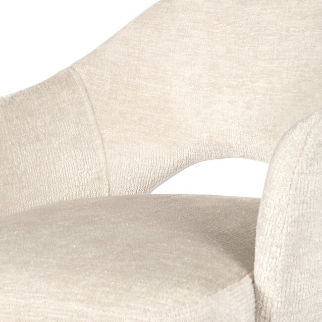 Brooz Luxe barkruk Carmen met armleuningen – Perfect Harmony stof Ivory