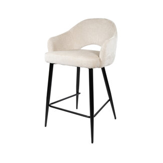 Brooz Luxe barkruk Carmen met armleuningen – Perfect Harmony stof Ivory