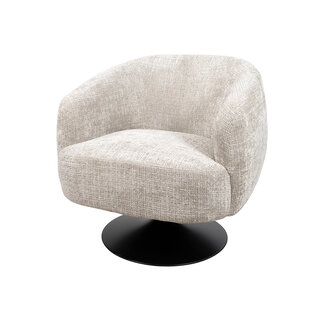 Brooz Moderne draaifauteuil Louis – Cremona stof taupe met zwarte trompetvoet