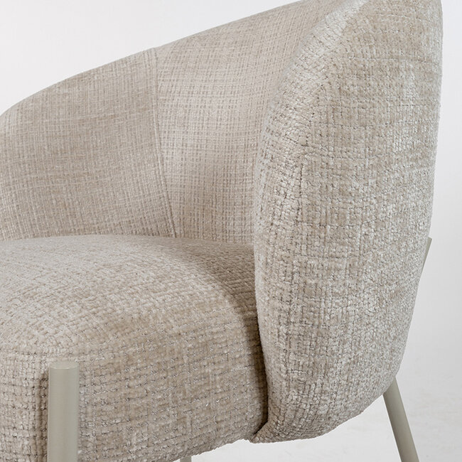 Brooz Eetkamerstoel Adele kuipmodel – Cremona stof taupe met beige poten (set van 2)