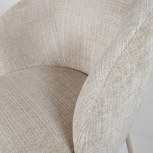 Brooz Eetkamerstoel Adele kuipmodel – Cremona stof taupe met beige poten (set van 2)