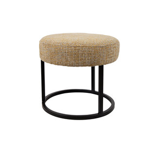 Brooz Escabel Poef Ø45 Coco Mustard 06 – Okergele Design Poef met Zwart Metalen Onderstel