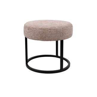 Brooz Escabel Poef Ø45 Coco Pale 200 – Beige Design Poef met Zwart Metalen Onderstel