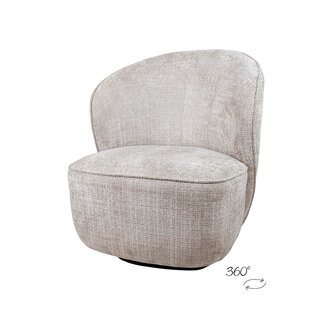 Brooz Moderne draaifauteuil Avi – Cremona stof taupe met 360° draaifunctie