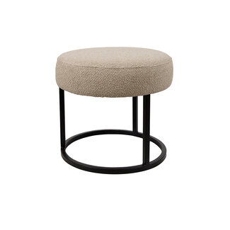 Brooz Escabel Poef Ø45 Rhythm Beige 05 – Beige Design Poef met Zwart Metalen Onderstel