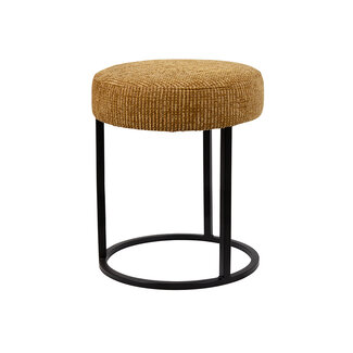Brooz Escabel Poef Ø40 Coco Gold 132 – Goudgele Design Poef met Zwart Metalen Onderstel