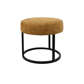 Brooz Escabel Poef Ø45 Coco Gold 132 – Goudgele Design Poef met Zwart Metalen Onderstel