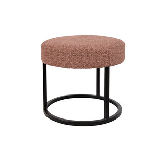 Brooz Escabel Poef Ø45 Rhythm Blush 92 – Ronde Design Poef met Zwart Metalen Onderstel