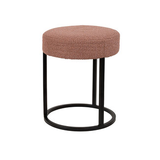 Brooz Escabel Poef Ø40 Rhythm Blush 92 – Ronde Design Poef met Zwart Metalen Onderstel