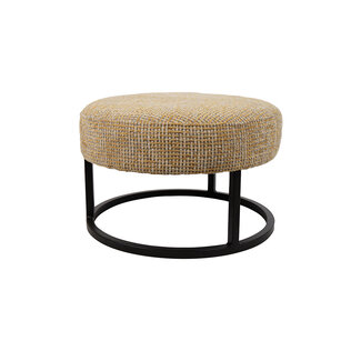 Brooz Escabel Poef Ø50 Coco Mustard 06 – Ronde Design Poef met Zwart Metalen Onderstel