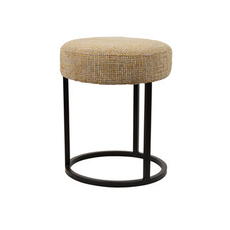 Brooz Escabel Poef Ø40 Coco Mustard 06 – Ronde Design Poef met Zwart Metalen Onderstel