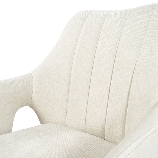 Brooz Draaibare armstoel Marley 360° – Storm stof Ecru met spinonderstel (set van 2)