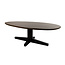 Brooz Salontafel Taurus Ovaal 130 cm Mango Brown Walnut – Ovale Design Salontafel met Zwart Steronderstel