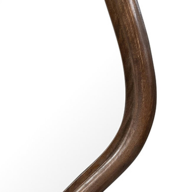 Brooz Wavy Spiegel 121 cm Mango Matt Walnut – Organische Design Spiegel met Walnootkleurige Houten Lijst