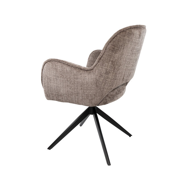 Brooz Draaibare eetkamerstoel Alicia met armleuningen en spinpoot – Cremona stof Fur (set van 2)