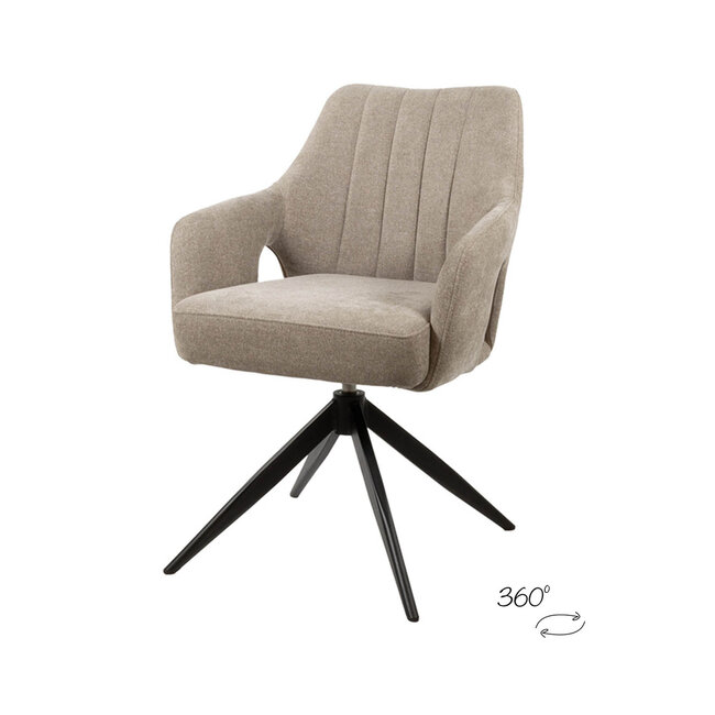 Brooz Draaibare armstoel Marley 360° – Storm stof Liver met spinonderstel (set van 2)