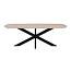 Brooz Deens Ovale Eettafel 160 cm Akagi Ashblond – Scandinavische Eiken Look met Zwart Kruispoot Onderstel