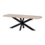 Brooz Deens Ovale Eettafel 160 cm Akagi Ashblond – Scandinavische Eiken Look met Zwart Kruispoot Onderstel