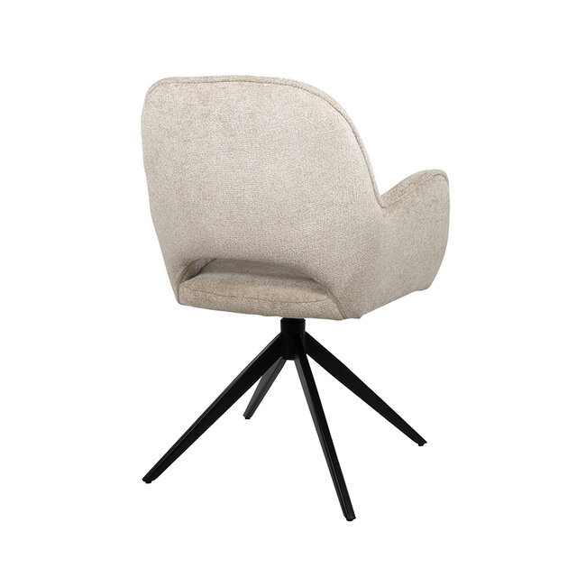 Brooz Draaibare eetkamerstoel Alicia met armleuningen en spinpoot – Cremona stof Taupe (set van 2)