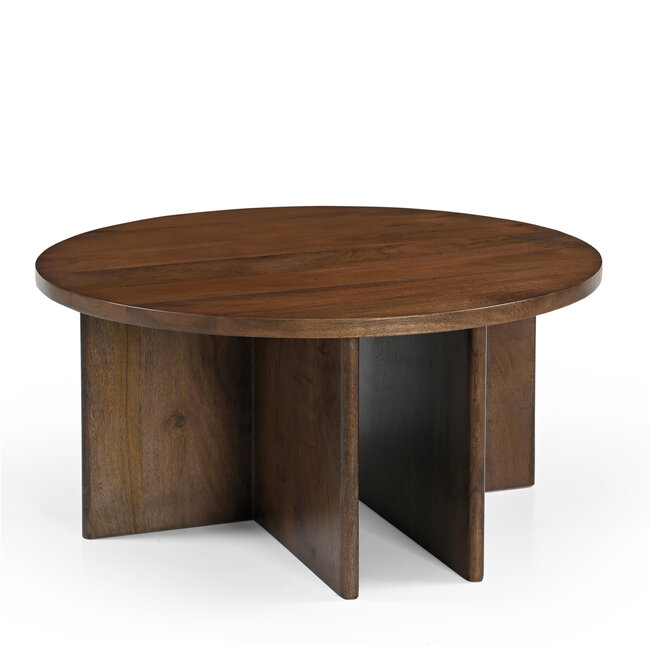 Brooz Salontafel Jade Bruin Ø80 – Ronde Houten Design Salontafel