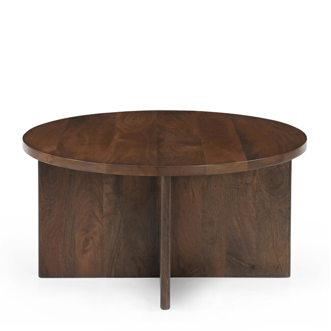 Brooz Salontafel Jade Bruin Ø80 – Ronde Houten Design Salontafel